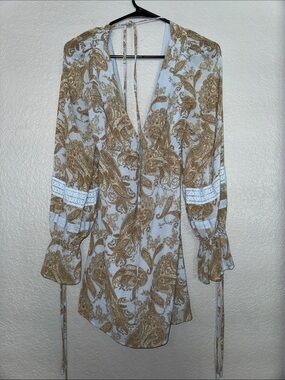 Urban Outfitters Paisley Mini Dress in Light Blue and Tan